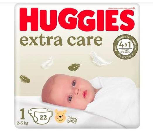 Huggies Extra Care підгузники дитячі 1 (2-5кг) 22шт